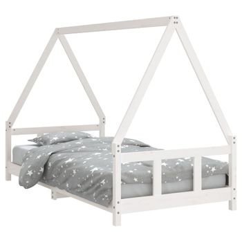 Vidaxl Estructura De Cama Para Niños Madera De Pino Blanco 90x190 Cm