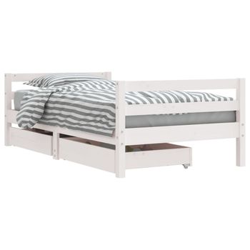 Vidaxl Estructura Cama Infantil Y Cajones Madera Pino Blanco 80x160 Cm