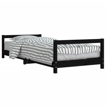 Vidaxl Estructura De Cama Para Niños Madera De Pino Negro 90x190 Cm