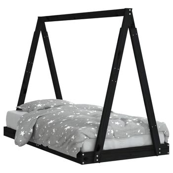 Vidaxl Estructura De Cama Para Niños Madera De Pino Negro 80x160 Cm