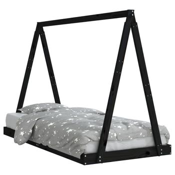 Vidaxl Estructura De Cama Para Niños Madera De Pino Negro 90x190 Cm