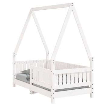 Vidaxl Estructura De Cama Para Niños Madera De Pino Blanco 70x140 Cm