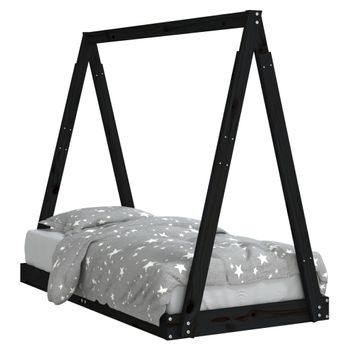 Vidaxl Estructura De Cama Para Niños Madera De Pino Negro 70x140 Cm