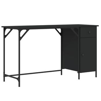 Vidaxl Escritorio Para Ordenador Madera Ingeniería Negro 131x48x75 Cm