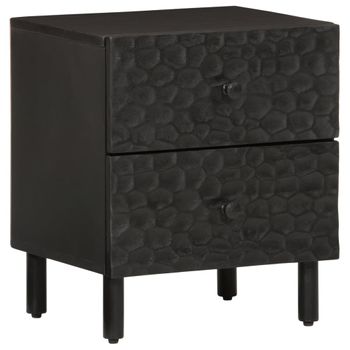 Vidaxl Mesita De Noche De Madera Maciza De Mango Negra 40x33x46 Cm