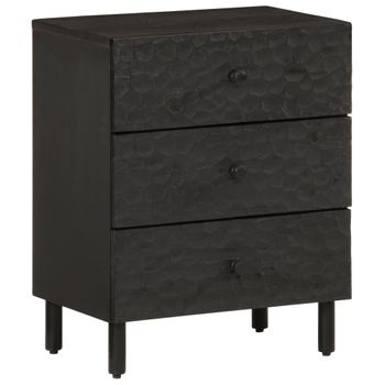 Vidaxl Mesita De Noche Madera Maciza De Mango Negra 50x33x60 Cm