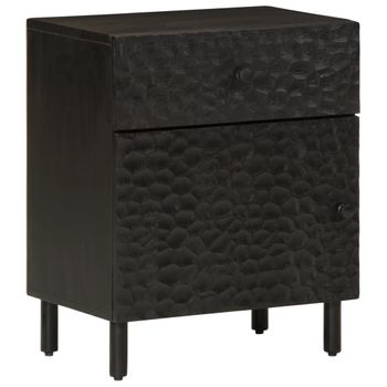 Vidaxl Mesita De Noche Madera Maciza De Mango Negra 50x33x60 Cm