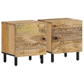 Vidaxl Mesitas De Noche 2 Uds Madera Maciza De Mango 40x33x46 Cm Marrón