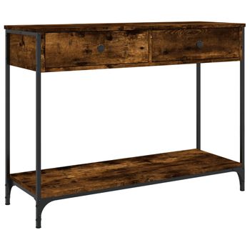 Vidaxl Mesa Consola Madera Contrachapada Roble Ahumado 100x34,5x75 Cm Marrón