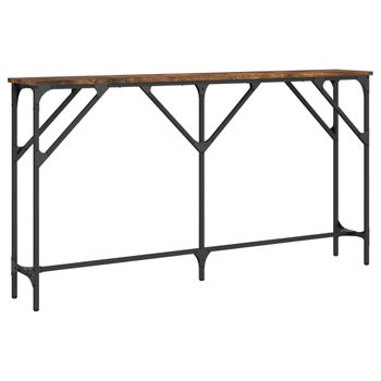 Vidaxl Mesa Consola Madera De Ingeniería Roble Ahumado 140x23x75 Cm Marrón