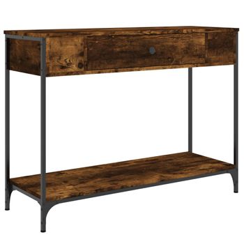 Vidaxl Mesa Consola Madera Contrachapada Roble Ahumado 100x34,5x75 Cm Marrón