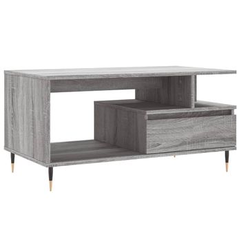 Vidaxl Mesa De Centro Madera Contrachapada Gris Sonoma 90x49x45 Cm