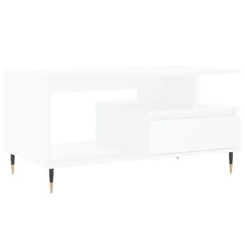 Vidaxl Mesa De Centro Madera Contrachapada Blanca 90x49x45 Cm