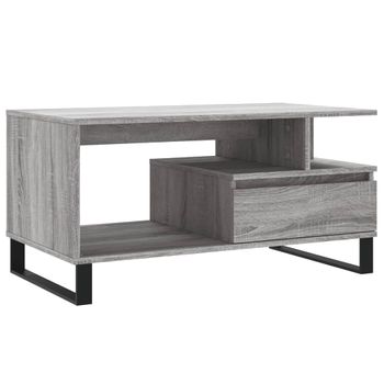 Vidaxl Mesa De Centro Madera Contrachapada Gris Sonoma 90x49x45 Cm