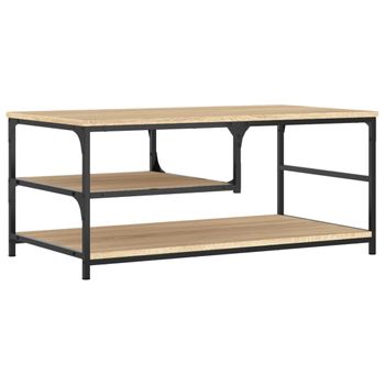 Vidaxl Mesa De Centro Madera De Ingeniería Roble Sonoma 90x49x40 Cm Marrón