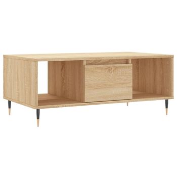 Vidaxl Mesa De Centro Madera Contrachapada Roble Sonoma 90x50x36,5 Cm Marrón