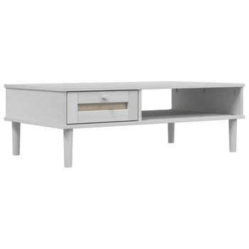 Vidaxl Mesa De Centro Senja Aspecto Ratán Madera Blanco 100x55x33 Cm