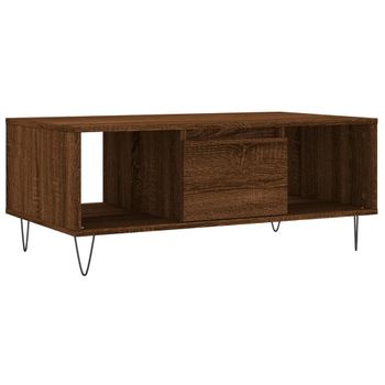 Vidaxl Mesa De Centro Madera Contrachapada Marrón Roble 90x50x36,5 Cm