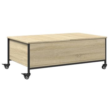 Vidaxl Mesa De Centro Con Ruedas Madera Ingeniería Sonoma 91x55x34 Cm Marrón