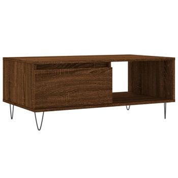 Vidaxl Mesa De Centro Madera Contrachapada Marrón Roble 90x50x36,5 Cm