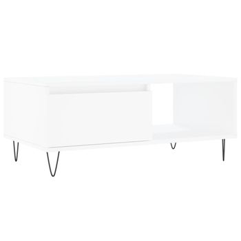 Vidaxl Mesa De Centro Madera Contrachapada Blanco 90x50x36,5 Cm