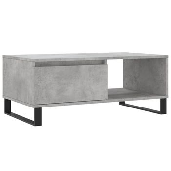 Vidaxl Mesa De Centro Madera Contrachapada Gris Hormigón 90x50x36,5 Cm