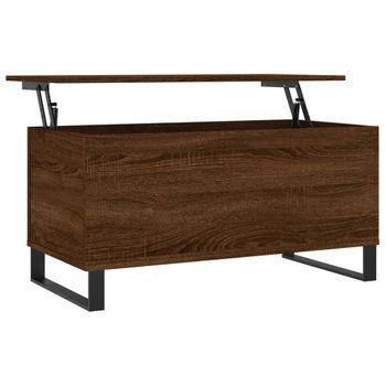 Vidaxl Mesa De Centro Madera Contrachapada Roble Marrón 90x44,5x45 Cm