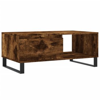 Vidaxl Mesa De Centro Madera Contrachapada Roble Ahumado 90x50x36,5 Cm Marrón