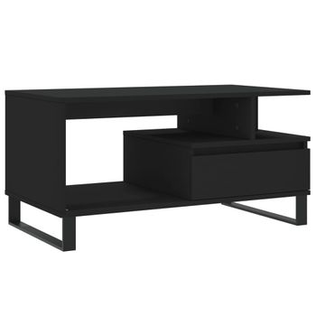 Vidaxl Mesa De Centro Madera Contrachapada Negro 90x49x45 Cm