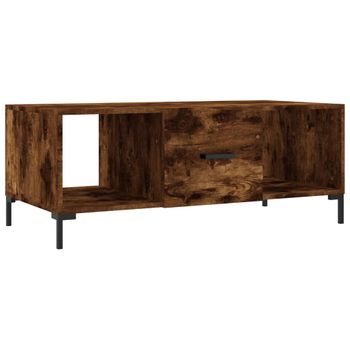 Vidaxl Mesa De Centro Madera Contrachapada Roble Ahumado 102x50x40 Cm Marrón