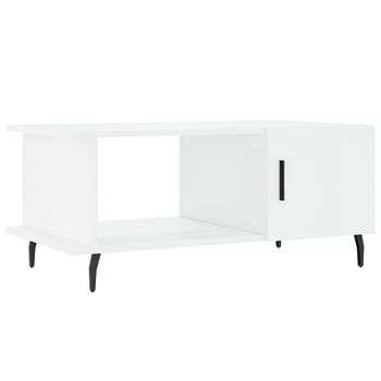 Vidaxl Mesa De Centro Madera Contrachapada Blanco Brillo 90x50x40 Cm