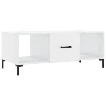 Vidaxl Mesa De Centro Madera Contrachapada Blanco Brillo 102x50x40 Cm