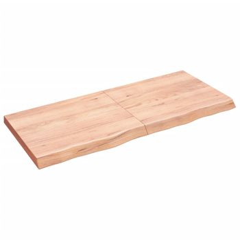 Vidaxl Tablero Mesa Madera Roble Tratada Marrón Claro 140x60x(2-6) Cm