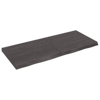 Vidaxl Tablero Mesa Madera Roble Tratada Marrón Oscuro 140x60x(2-6) Cm