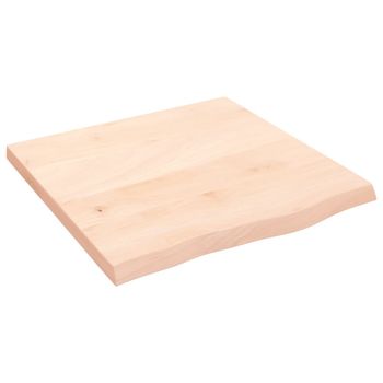 Vidaxl Tablero De Mesa Madera Maciza Roble Sin Tratar 60x60x(2-4) Cm Marrón