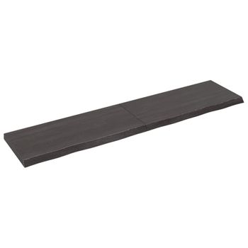 Vidaxl Tablero Mesa Madera Roble Tratada Marrón Oscuro 220x50x(2-6) Cm