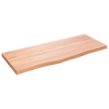 Vidaxl Tablero Mesa Madera Roble Tratada Marrón Claro 100x40x(2-4) Cm