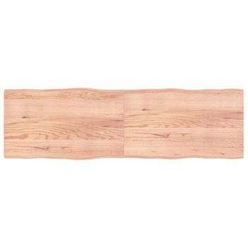 Vidaxl Tablero Mesa Madera Tratada Borde Natural Marrón 200x60x(2-4)cm