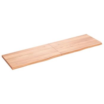 Vidaxl Tablero Mesa Madera Roble Tratada Marrón Claro 180x50x(2-4) Cm