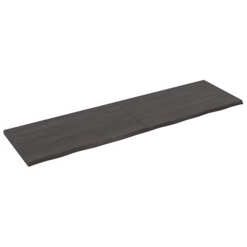 Vidaxl Tablero Mesa Madera Roble Tratada Marrón Oscuro 220x60x(2-4) Cm