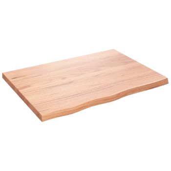 Vidaxl Tablero Mesa Madera Roble Tratada Marrón Claro 80x60x(2-4) Cm