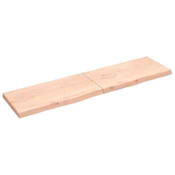 Vidaxl Tablero De Mesa Madera Maciza Roble Sin Tratar 200x50x(2-6) Cm Marrón