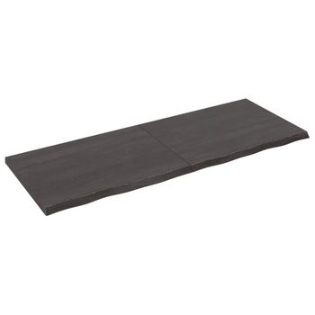 Vidaxl Tablero Mesa Madera Roble Tratada Marrón Oscuro 160x60x(2-4) Cm