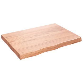 Vidaxl Tablero Mesa Madera Roble Tratada Marrón Claro 80x60x(2-6) Cm