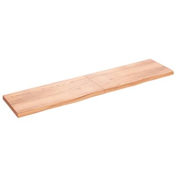 Vidaxl Tablero Mesa Madera Roble Tratada Marrón Claro 220x50x(2-6) Cm