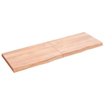 Vidaxl Tablero Mesa Madera Roble Tratada Marrón Claro 120x40x(2-4) Cm