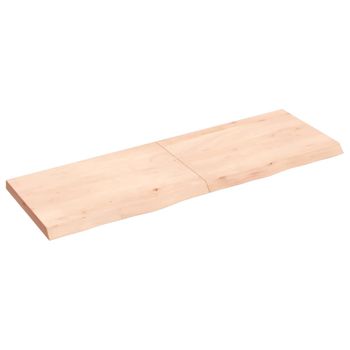 Vidaxl Tablero De Mesa Madera Maciza Roble Sin Tratar 120x40x(2-4) Cm Marrón