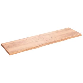 Vidaxl Tablero Mesa Madera Roble Tratada Marrón Claro 220x60x(2-6) Cm