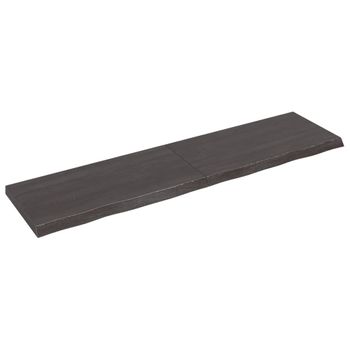 Vidaxl Tablero Mesa Madera Roble Tratada Marrón Oscuro 200x50x(2-6) Cm