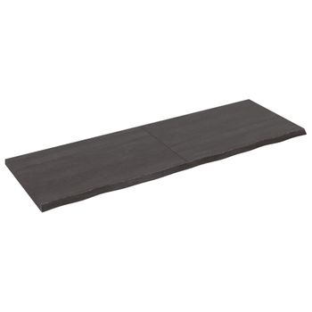 Vidaxl Tablero Mesa Madera Roble Tratada Marrón Oscuro 180x60x(2-4) Cm